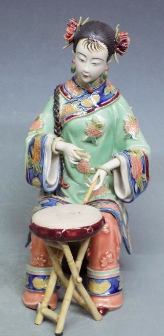 Ancient Chinese Lady Musician Ceramic Porcelain Dolls Figurine