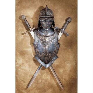 Ancient Italian Armor Helmet Breastplate And Crossed Swords 32 " Wall Sculpture