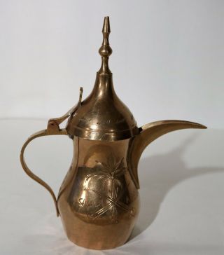 Antique Vtg Saudi Arabia Brass Coffee Dallah Tea Pot Pat No 76151 4