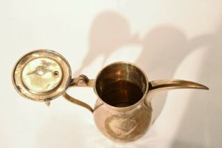 Antique Vtg Saudi Arabia Brass Coffee Dallah Tea Pot Pat No 76151 6