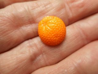 Orange Glass Realistic Orange Fruit Great Detail Vintage Button 1/2 " Rs
