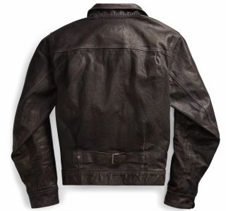 $1900 RRL Ralph Lauren Vintage Inspired Distressed Trucker Leather Jacket Men XL 2