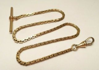 Antique Victorian Gold Filled Pocket Watch Holder Gate Link Chain Fob T - Bar (12g