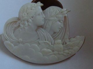 Ancient Victorian Camafeo Cameo Representing The Day And The Night Circa 1870