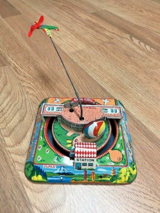 Vintage Tin Wind Up Toy - Air Terminal Station Made In Japan