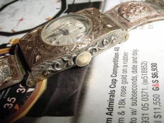 vintage LANCO / OMEGA group Art Deco solid 18k Gold & sterling silver mens watch 2