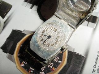 vintage LANCO / OMEGA group Art Deco solid 18k Gold & sterling silver mens watch 4