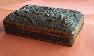 Vintage and Unusual Hand Carved Wooden Box With Interesting Design 6