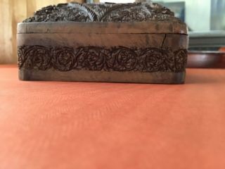 Vintage and Unusual Hand Carved Wooden Box With Interesting Design 7