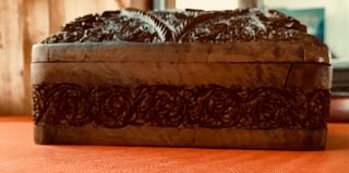 Vintage and Unusual Hand Carved Wooden Box With Interesting Design 8