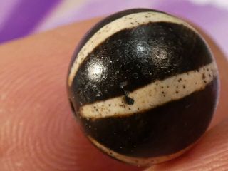 ANCIENT PUMTEK PYU BEAD  6 STRIPE SUN RAY  RARE 11.  7 mm CONTRAST TOPS 2