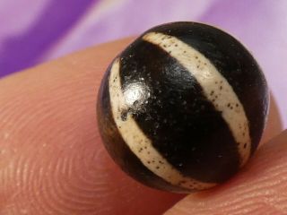 ANCIENT PUMTEK PYU BEAD  6 STRIPE SUN RAY  RARE 11.  7 mm CONTRAST TOPS 7