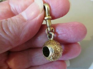 Antique Victorian English Gold Fill Dog Clip Clasp Ball Fob Charm Pendant Locket
