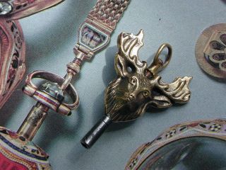 Pocket Watch Key A Lovely Gilded Bronze/brass Vintage Stag Shaped Watch Key