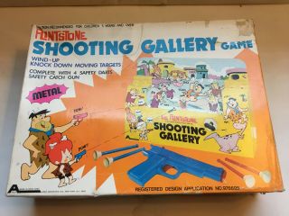 Flintstone Shooting Gallery Game Arco,  1976 W Box,  Missing Gun,  2 Darts