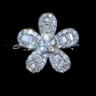 1ct 100 Natural Diamond 14k White Gold Cluster Ring Effect 2.  5ct Rwg121 - 7