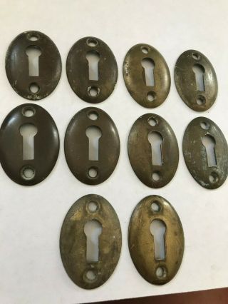 10 Old Art Craft Deco Victorian Brass Keyhole Door Knob Covers Escutcheon Plates