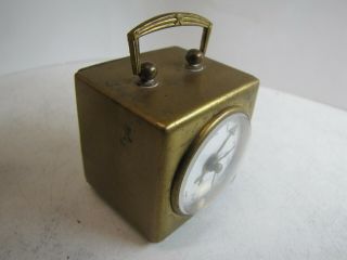 An Early Square Miniature German Alarm Clock in Travelling Case 5