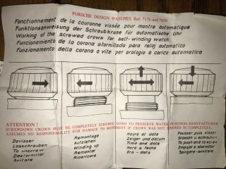 Vintage 1970s Orfina Porsche Design 7176S Chronograph Watch Box Paper 10