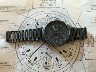 Vintage 1970s Orfina Porsche Design 7176S Chronograph Watch Box Paper 7