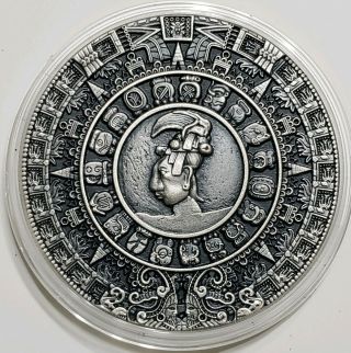 2018 2 Oz Silver Niue $5 Mayan Calendar Ancient Calendars Ultra High Relief Coin