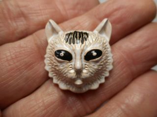 Cat Face Or Head W/ Painted Face And Eyes Button 1 " Rs