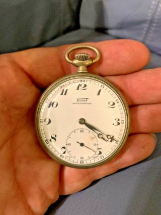 Vintage Tissot Antimagnetique Pocket Watch Swiss 15 Jewels Runs