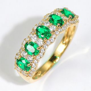2ct 100 Natural Diamond 14k Yellow Gold Colombian Emerald Cluster Ring Rwg213
