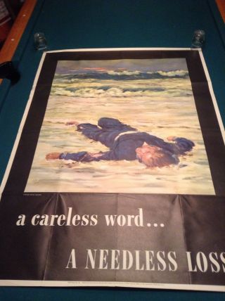 Wwii Poster 1943 Dead Sailor " A Careless Word " Anton Otto Fischer