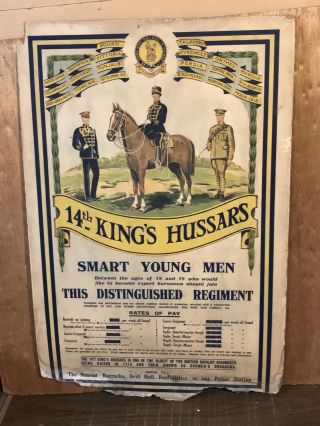 Wwi British Propaganda Recruitment Poster 14th King 