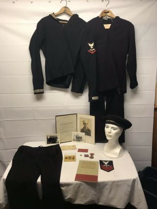 Ww2 Us Navy Uniform And Documents Named Arville Miller