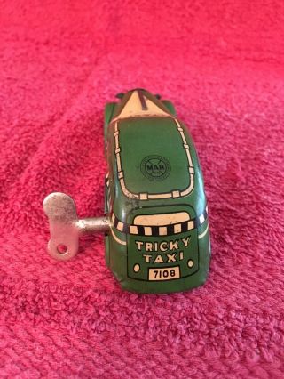 Vintage 1940 ' s Louis Marx & Co Inc Green Tricky Taxi Wind Up Toy Car 2