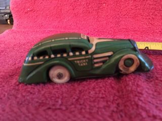 Vintage 1940 ' s Louis Marx & Co Inc Green Tricky Taxi Wind Up Toy Car 6