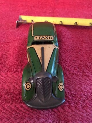 Vintage 1940 ' s Louis Marx & Co Inc Green Tricky Taxi Wind Up Toy Car 7