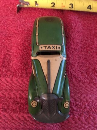 Vintage 1940 ' s Louis Marx & Co Inc Green Tricky Taxi Wind Up Toy Car 8