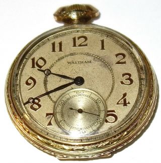 Antique Waltham Premier 19j Pocket Watch W/cashier Canada Gold Filled Case Nr