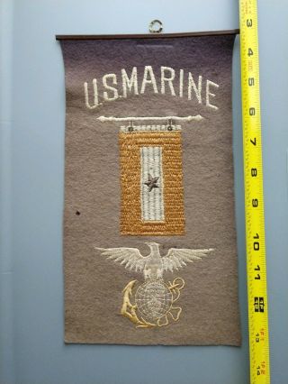 Rare Antique Wwi Military Us Marine Blue Star Mother Service Flag Banner Usmc