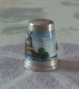 Gabler Brothers Sterling Silver and Enamel Thimble Germany Size 7 2