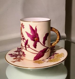 Rare Antique Royal Worcester Porcelain Cup & Saucer