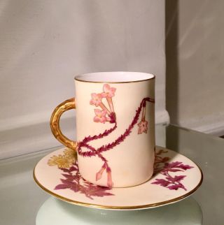 Rare Antique Royal Worcester Porcelain Cup & Saucer 2