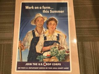 Vintage Wwii Poster Work On A Farm This Summer By Douglas 1943 Usa