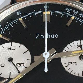 Vintage Zodiac Panda Dial Poor Mans Heuer Carrera Chronograph Valjoux 7730 Watch 2