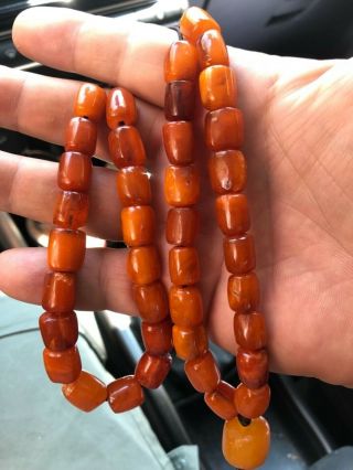 Old Baltic Amber Beads Toffee Butterscotch Yolk Antique Amber Stone 38,  4 Cram