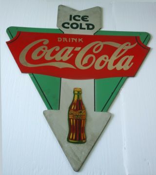 Rare Coca Cola Kay Arrow Sign 1933 Wood Hanging Display Antique