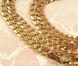 14k Gold 25 " Curb Cuban 2 Color Link Italy Solid Chain 16gr 4.  5mm Wide,