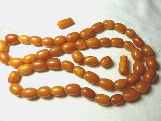 Antique Butterscotch Egg Yolk Amber Prayer Necklace Beads For Rethread 44.  18g