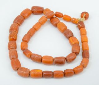 Antique Amber Bead Necklace: Butterscotch,  Patina,  Real,  105 G