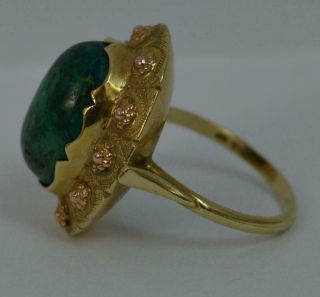 Vintage 14 Carat Gold & Malachite Solitaire Statement Ring d0294 5