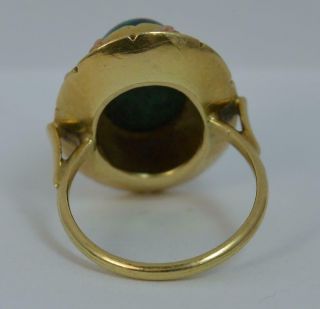 Vintage 14 Carat Gold & Malachite Solitaire Statement Ring d0294 6