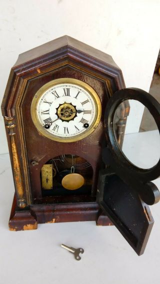 Antique Wood Mantle Clock